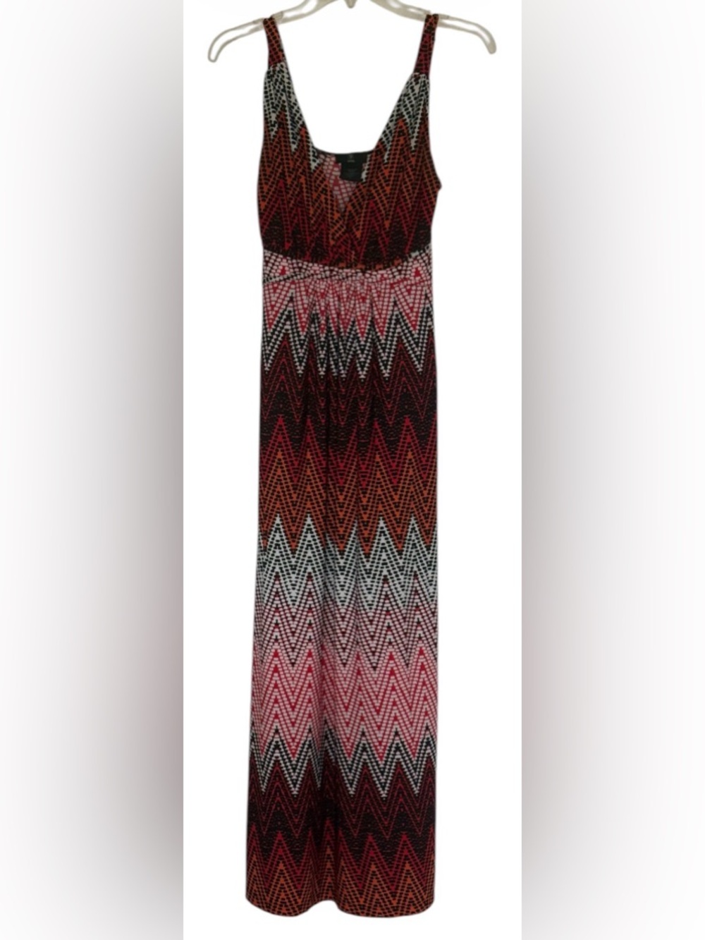 Petite 9 Sleeveless Chevron Maxi Dress in Red/ Black Sz M/P